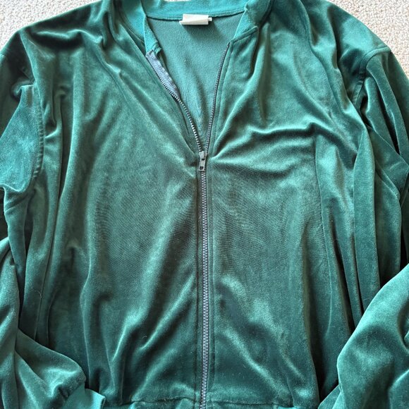 Vintage International Male Velour Jacket | Size M | Green Zip-Up | Retro Y2K - Picture 4 of 8